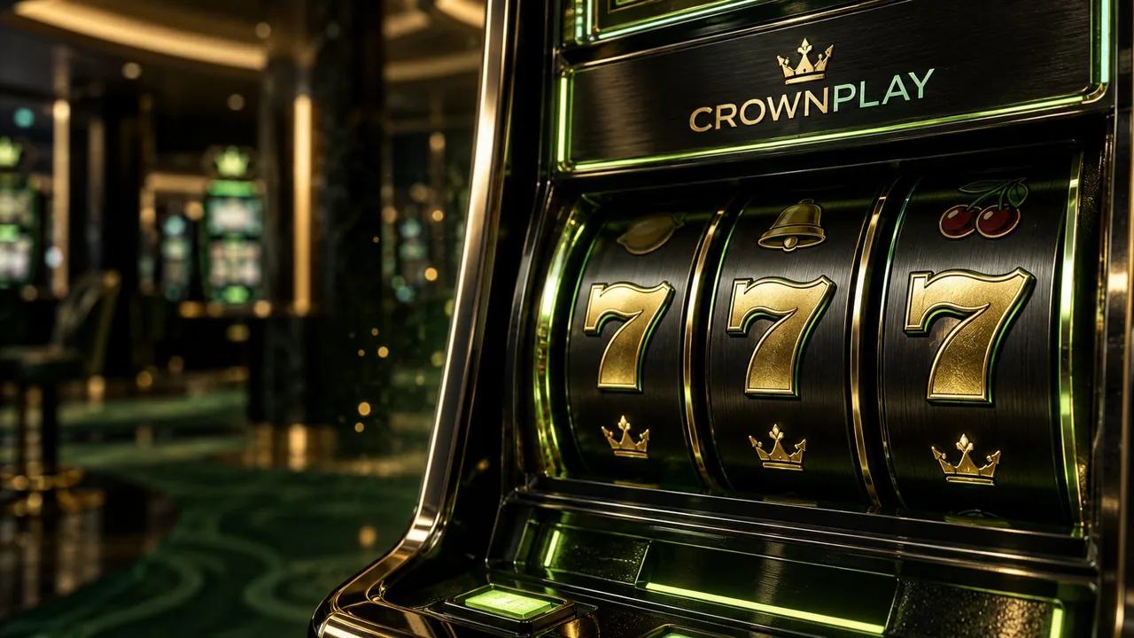 CrownPlay branded casino slot reels showing 777